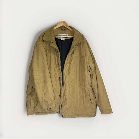 Columbia Men’s XXL Tan Faux Suede Jacket Warm Quilted Lining Heavy Winter Coat - Picture 1 of 12